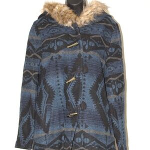 Buffalo Jackson Trading Co. Fur Hooded Fleece Jacket w/ Drawstring. Sz. L
